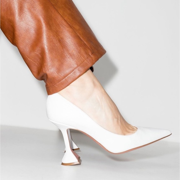 Amina Muaddi Pointed-Toe White Pumps - Picture 3 of 13